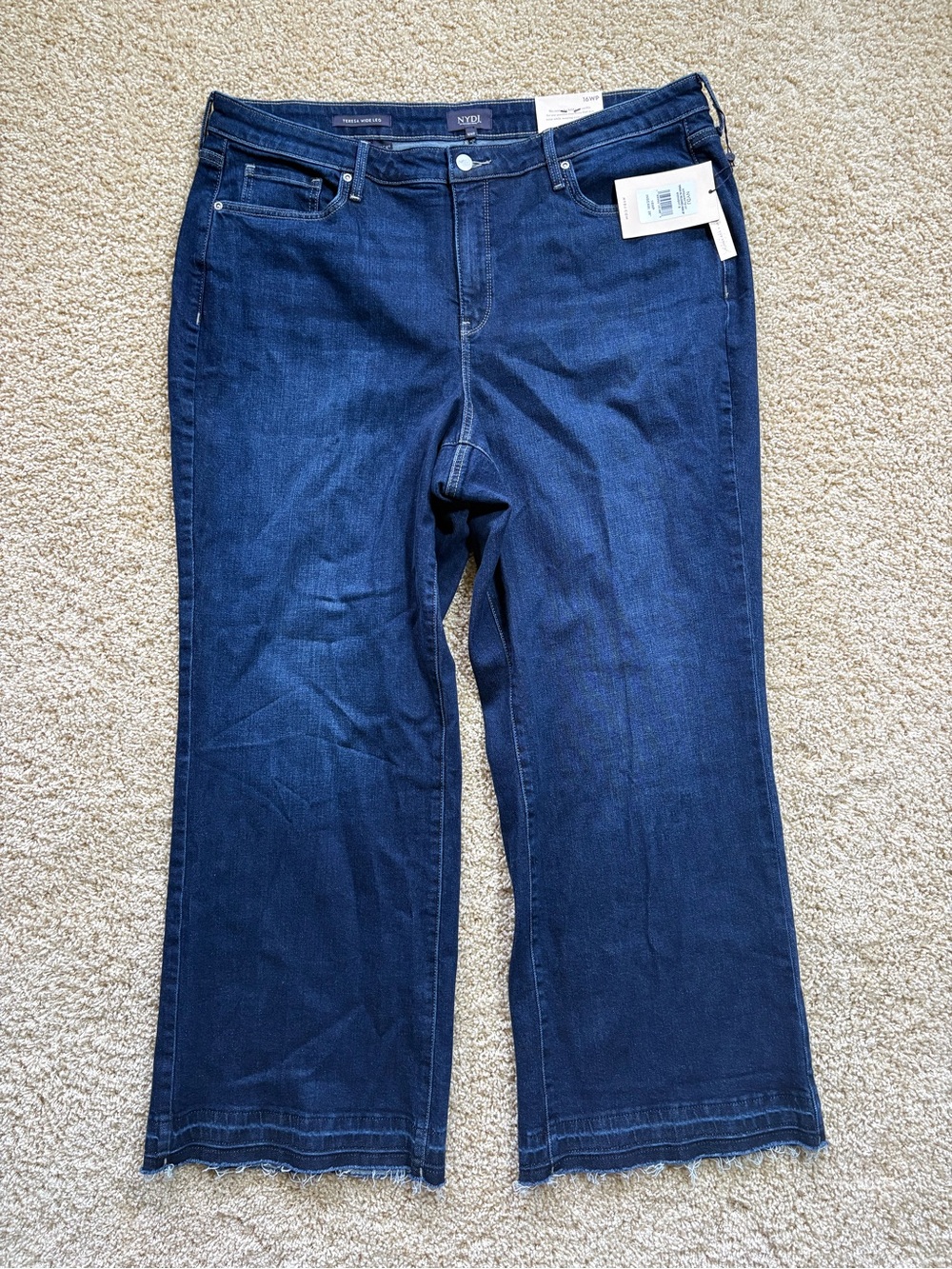NYDJ Teresa Wide Leg Released Hem Jeans Midnight Dark Wash 16WP 29 Inseam